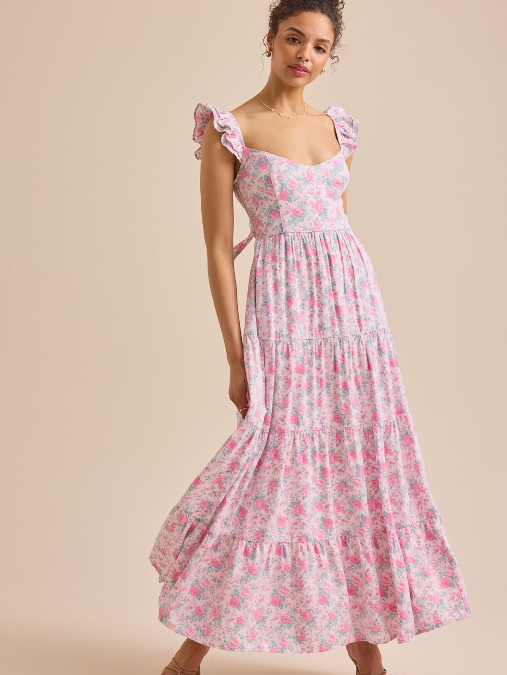 Altar'd State Angelo Maxi Dress Floral Pink & Green